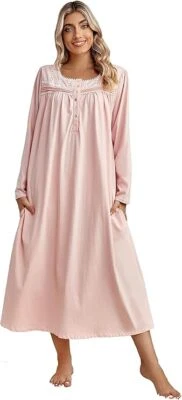 Richie House Nightgown Womens Long Sleeve Sleep Full Length Nightshirt RHW4058 - Image 1 of 2