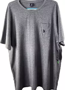 US Polo Assn T-Shirt Men's 2XL Gray w Navy Logo Pocket Cotton Crew Neck S/S NWT - Picture 1 of 9
