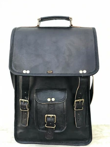 15" Men's Leather Messenger Bags Shoulder Laptops Briefcases Convertible NEW - Picture 1 of 5