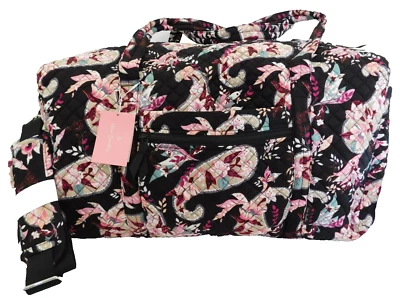 VERA BRADLEY большой путешествий вещевой с Sh. Ремешок - ботанический пейсли - черный - новый с Ярлыками - Изображение 1 из 4
