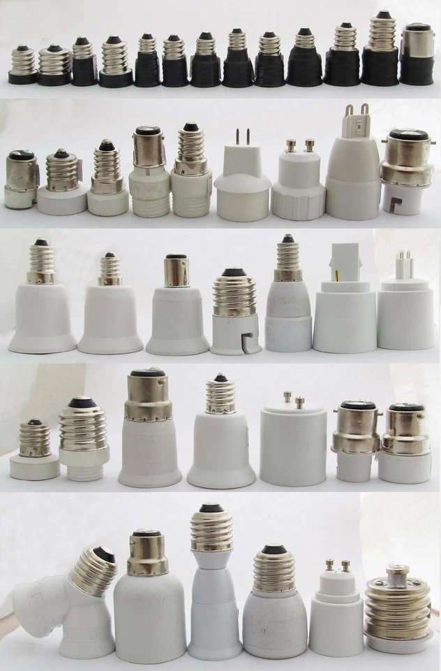 10pcs E10-E40 G9 B22 MR16 GU10 G24 GU24 BA15D Candelabra Socket Bulb Converter - Image 1 of 4