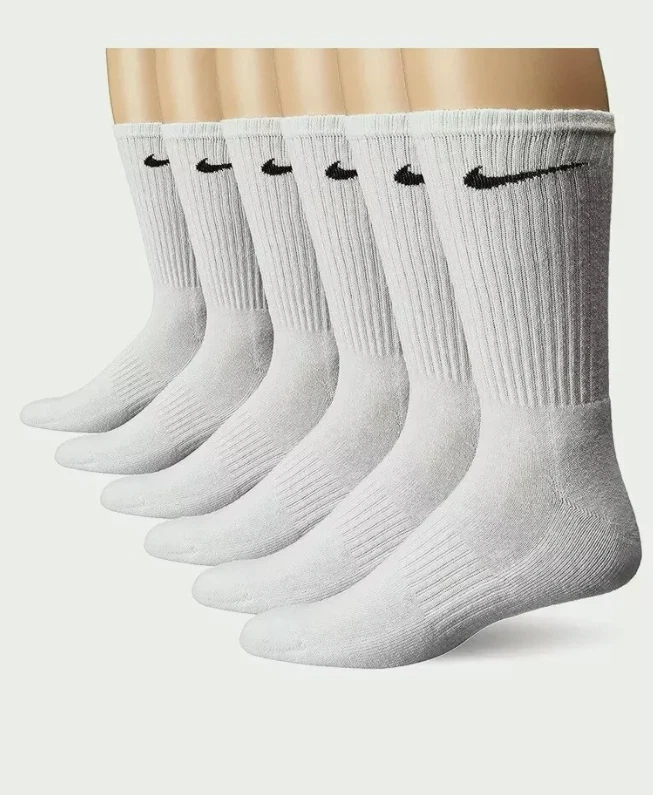 NIKE Dri-FIT Everyday Training 6-Pack Crew Socks Large (8-12) White