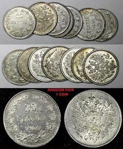 Finland Nicholas II Silver  1909 L 25 Penniä KM# 6.2 RANDOM PICK (1 Coin) (167) - Picture 1 of 7
