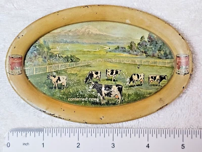 Antique Carnation Milk Advertising Tin Tip Tray – Contented Cows Featured - Rare - Image 1 of 4