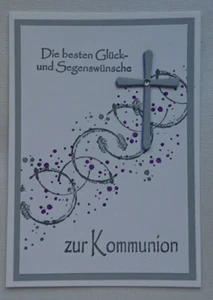 Glückwunschkarte zur Erstkommunion, Kommunionkarte, handgefertigt - Bild 1 von 6