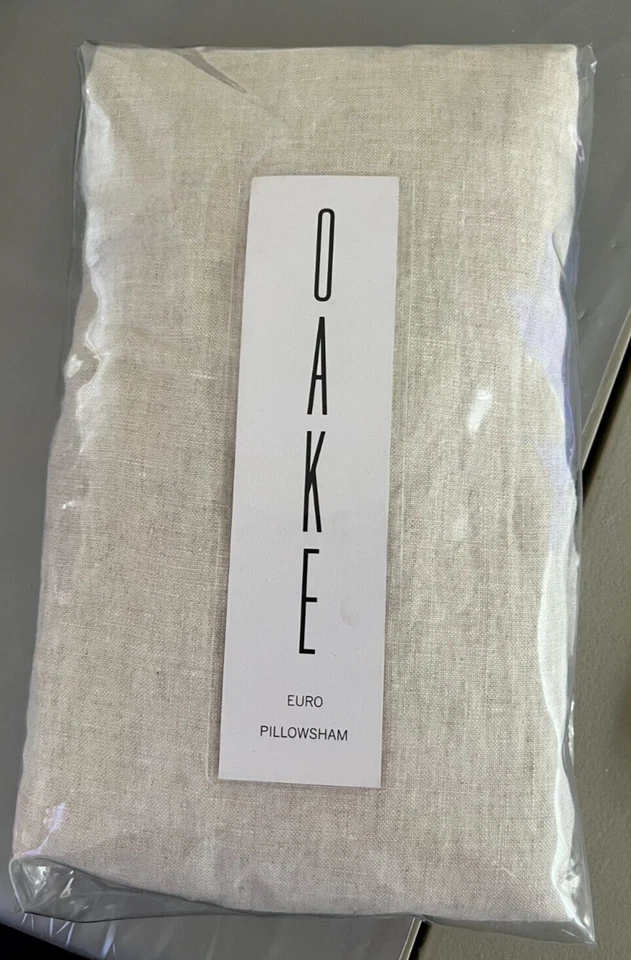 OAKE Linen Euro Pillow Sham Natural