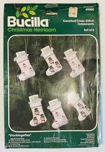 BUCILLA CHRISTMAS HEIRLOOM CROSS-STITCH STOCKINGETTES ORNAMENTS KIT #49000 - Picture 1 of 7