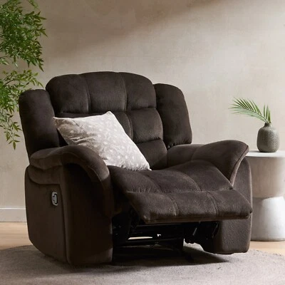 Hidal Brown Fabric Glider Recliner Club Chair - Image 1 of 4