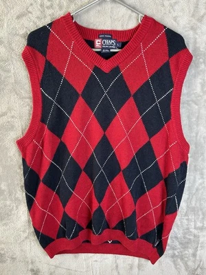 Ralph Lauren Chaps Sleeveless L Red Black  Knit Vest Large - Image 1 of 4