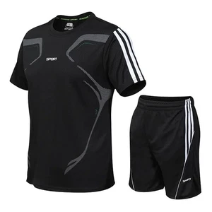 Herren Sommer Fitness Sportbekleidung Set - schnelltrocknendes Lauf T-Shirt & Shorts - Bild 1 von 19