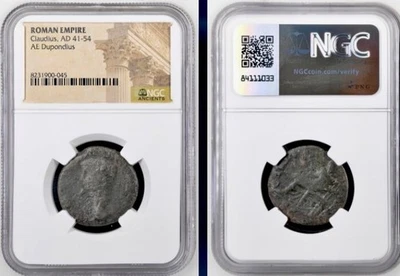Roman Emperor Claudius I 41-54AD Ancient NGC Genuine Certified Coin Dupondius - Image 1 of 4