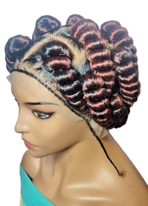 Jumbo Twist Braided Wig Full Lace Baby Hair Wig Spring Twist Wig Bantu Knots - Picture 1 of 12