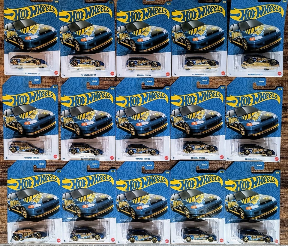 Hot Wheels - 58 Aniversario '92 HONDA CIVIC EG Azul y Dorado ENORME Lote de 15 Foto 1 de 1