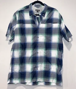 Eddie Bauer Plaid Shirt Men’s Button Down Blue White Short Sleeve Size TXL - Picture 1 of 7