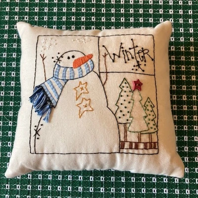Primitive Snowman Winter Pillow Tuck - Image 1 of 2