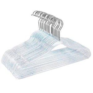 Clear Plastic Hangers 20 Pack - Non-Slip with Blue Glitter - Lightweight and ... - Picture 1 of 6