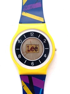 WORKING Lee Jeans Denim 1980s LCD hands digital watch, rad band, SUPER RARE - Picture 1 of 6