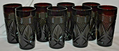 Lot Set 8  Cristal D'Arques Durand ANTIQUE RUBY RED 6 1/4" Tumbler Glass - Image 1 of 4