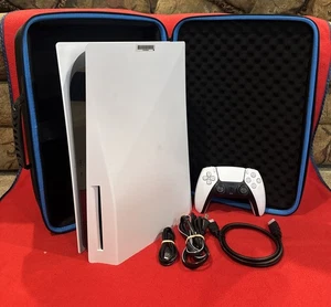 Sony PlayStation 5 DISC EDITION PS5 1TB Console +DualSense Controller Cords Case - Picture 1 of 21