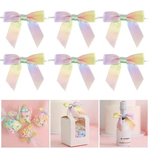 Blue Twist Tie Satin Ribbon Bows 3.5" Pre-Tied Wedding Crafts 50 Pack - Picture 1 of 6