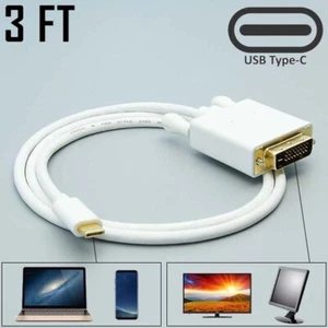 3ft USB-C Type C Male to DVI Male Cable Laptop MacBook Monitor TV Smartphone - Picture 1 of 2