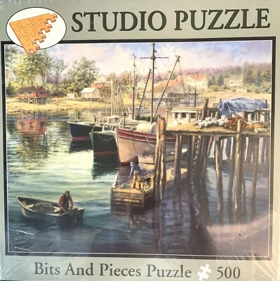 Rompecabezas de estudio brocas y piezas rompecabezas Fisherman’s Domain Boats 500 Boehme nuevo regalo Foto 1 de 4