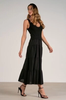 Vestido sin mangas Elan Aries tejido negro cuello en V S M L Foto 1 de 3