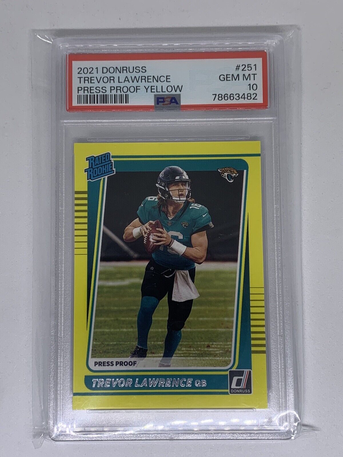 2021 Donruss Trevor Lawrence Press Proof Yellow #251 Psa 10 Jaguars Rated Rookie