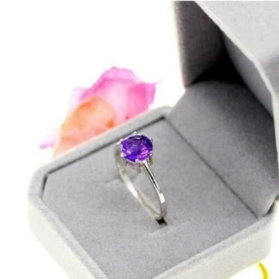 Art Deco 2.50 Ct Purple Diamond Antique Vintage Wedding Ring 925 Sterling Silver - Image 1 of 4