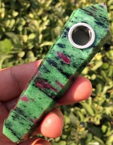 103g Natural Red Ruby Green Zoisite Smoking Pipes Cigarette Pipe Tobacco ip0844 - Picture 1 of 12