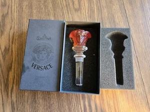 Rosenthal Versace Glass Crystal Amber Frosted Bottle Stopper Medusa Open Box - Picture 1 of 8