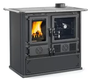 Stufa cucina a legna 5 stelle NORDICA Rosa 5.0 VST Steel 8,8 kW in acciaio nero - Foto 1 di 1