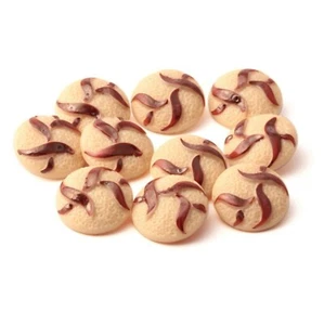 Lot (10) Vintage Czech abstract beige glass buttons 18mm - Picture 1 of 2