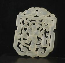 Old natural jade hand-carved statue of dragon fairy pendant 