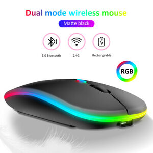 Wireless LED Mouse Rechargeable Slim Cordless Optical for PC Laptop Computer