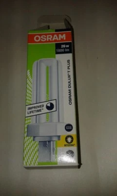 Lote de 2 x Osram DULUX T PLUS 26W 827 GX24d-3 Ex-W/Blanco 2 pines bombilla