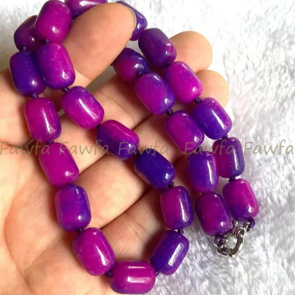 Collar de cuentas cilíndricas de piedras preciosas de barril de sugilita púrpura natural de 10x14 mm 14-36' Foto 1 de 4