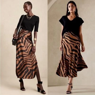 Mujer Banana Republic Silk Dreamer Falda Cebra Talla XS Foto 1 de 4