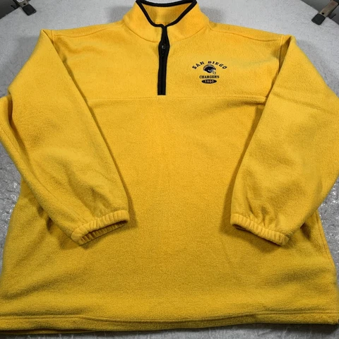 San Diego Chargers Sweater Mens 2XL Yellow 1/4 Zip Mock Neck Football NFL Cover