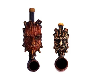 Mini y pequeñas pipas hechas a mano para fumar tabaco cara de árbol encantado de 2 piezas juego de regalo - Imagen 1 de 3