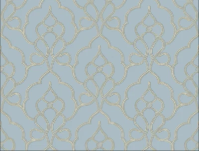 4 double rolls of York Wallcoverings FL6520 Filigree Tiara Wallpaper Blue, White - Image 1 of 4
