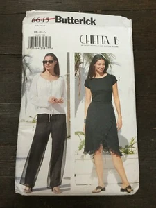 Top pantalone Butterick 6645 linea A gonna avvolgente balza svasata facile taglia 18-22 non tagliato - Foto 1 di 4