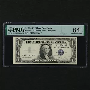 1935E Silver Certificate 1 Dollar Fr#1614* PMG 64 EPQ Choice UNC - Picture 1 of 4