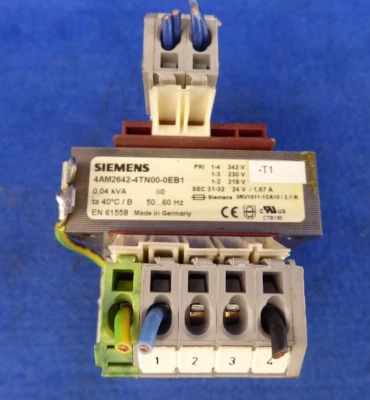 Transformador Siemens 4AM2642-4TN00-0EB1 Transformador Pri. 230V +- 5%, Sec. 24V, 1.67A Foto 1 de 3