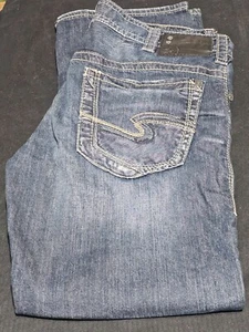 Silver Jeans Mens 33 X 30 Gordie Loose Straight Blue Distressed Denim - Picture 1 of 8
