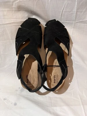 Earth Origins Women’s Birdine Leather Sandal, Slip Resistant, Size 9.5M Black - Image 1 of 4