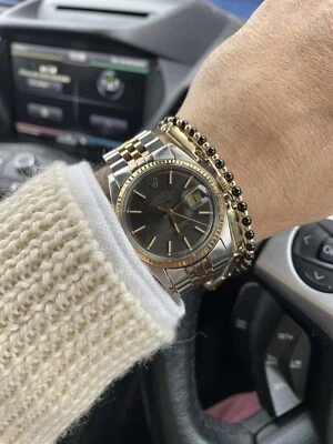 ROLEX Oyster Datejust 1600 rare Gilt Dial CAL. 1570 Steel/Gold 1970 - image 1 of 4