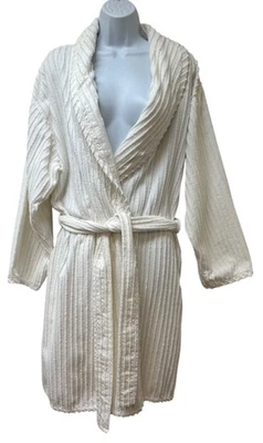 Casaco feminino vintage Stan Herman branco chenille com cinto roupão casa aconchegante - Imagem 1 de 4