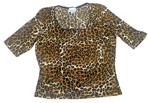 Top recortado vintage y2k ajustado elástico leopardo encaje talla L Mob Wife - Imagen 1 de 9