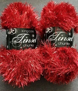 King Cole Tinsel Chunky - Knitting Wool Yarn - Claret 215 - 2 X 50g Balls - Picture 1 of 6